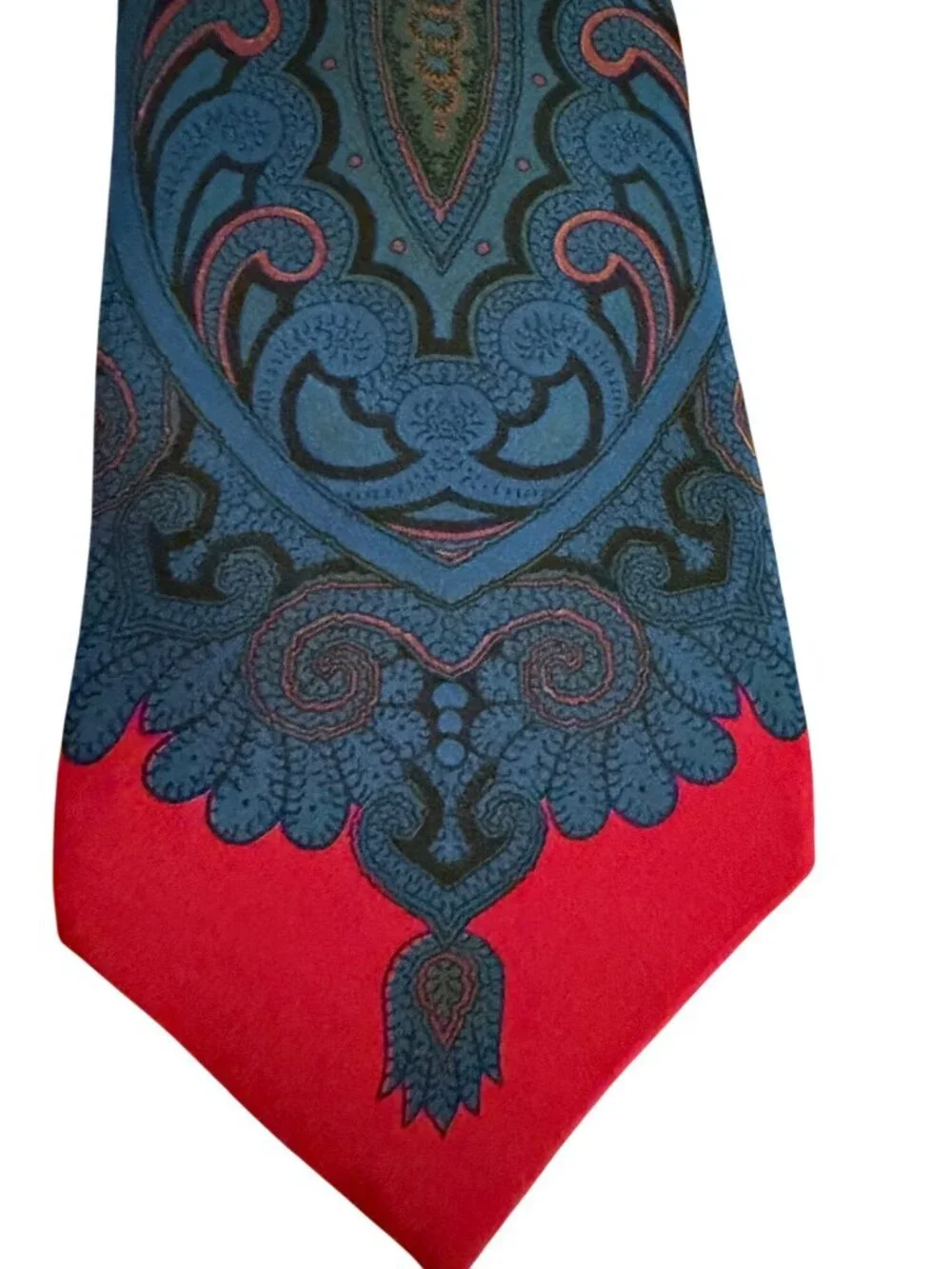 Polo Ralph Lauren Mens Tie Silk Two-tone Paisley Pattern OS Pointed-end Vintage